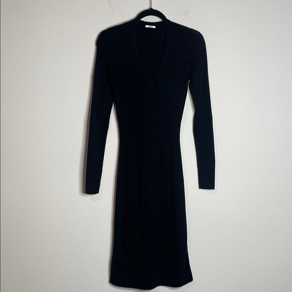 SOLD Wolford | Virgin Wool Blend Black Long Sleeve V-Neck Dress Size Small - Picture 1 of 7